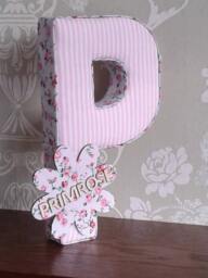 Girls Fabric Personalised Nursery/Bedroom Letters, Hanging Wall Art, Door Plaque, Photography Prop, Birthday, Christening Keepsake Gifts, UK - thumbnail 1
