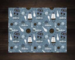 Personalized Space Baby Blanket Gifts Planets Shower Gift Newborn Watch Me Grow Boy Monogram - thumbnail 1