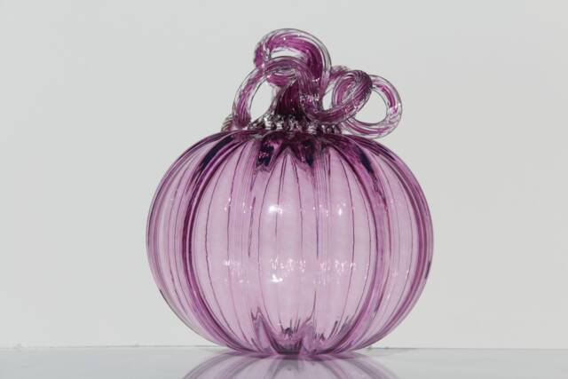 Pink Handblown Decorative Glass Pumpkin - image 1