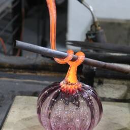 Pink Handblown Decorative Glass Pumpkin - thumbnail 3