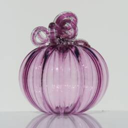 Pink Handblown Decorative Glass Pumpkin - thumbnail 2