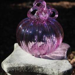Pink Handblown Decorative Glass Pumpkin - thumbnail 4
