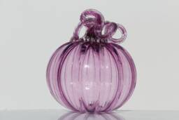 Pink Handblown Decorative Glass Pumpkin - thumbnail 1