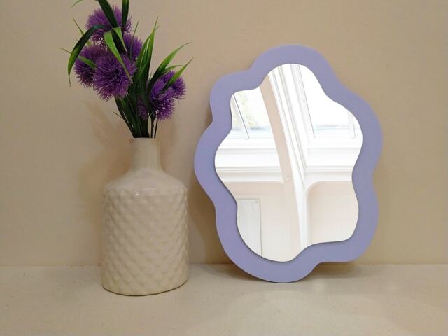 Small Veri Peri Wavy Wall Mirror, Asymmetrical Decorative Little Curvy Mirror For Wall, Irregular Hanging , Oval Squiggle - image 1