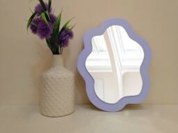 Small Veri Peri Wavy Wall Mirror, Asymmetrical Decorative Little Curvy Mirror For Wall, Irregular Hanging , Oval Squiggle - thumbnail 1