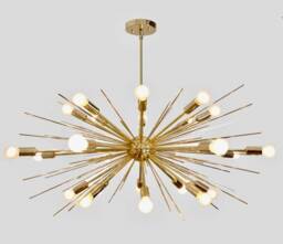 Large Mid Century Sputnik Chandelier, Handmade Urchin Light - Spurchin Modern Brass Ceiling 36 - thumbnail 1