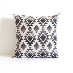 Aztec Linen Throw Pillow Cover Bohemia Pattern, Boho Cushion - 45x45cm - thumbnail 1