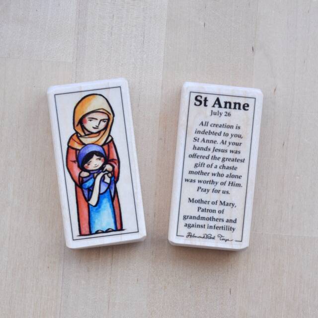 st Anne Patron Saint Block With Gift Bag // Mother Of Mary, Patron Grandmothers Catholic Toys By Almondrod - image 1