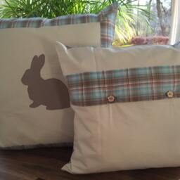 1 Country Style Cushion Cover, Pillow Case, House Pillow, Easter Rabbit 40x40cm - thumbnail 2