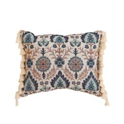 Blue Iris in Istanbul Cushion With Fringe, Decorative Pillow, Cotton Sofa Cushion, Pillow For Living Room, Bedroom - thumbnail 4