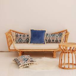 Blue Iris in Istanbul Cushion With Fringe, Decorative Pillow, Cotton Sofa Cushion, Pillow For Living Room, Bedroom - thumbnail 3