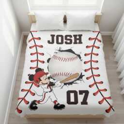 Custom Mouse Baseball Blanket, Personalized Name Number Sport Lover Gift, Gift For Kid, Father's Day - thumbnail 3