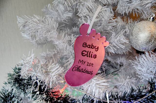 Personalized Baby's First Christmas Bauble Engraved Xmas Decoration - image 1