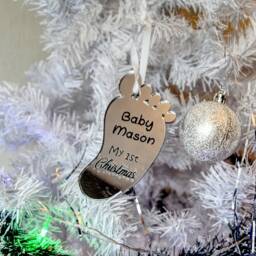 Personalized Baby's First Christmas Bauble Engraved Xmas Decoration - thumbnail 3
