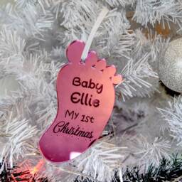 Personalized Baby's First Christmas Bauble Engraved Xmas Decoration - thumbnail 2