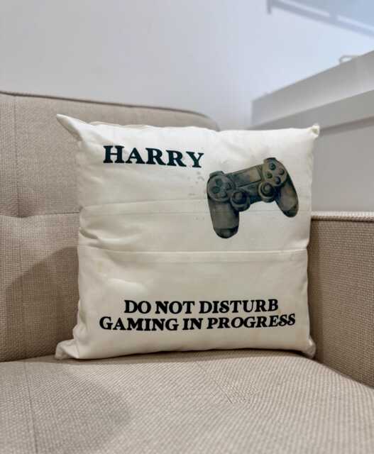 Personalised Gaming Cushion Linen Gamer Pillow, Do Not Disturb - image 1