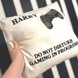 Personalised Gaming Cushion Linen Gamer Pillow, Do Not Disturb - thumbnail 2