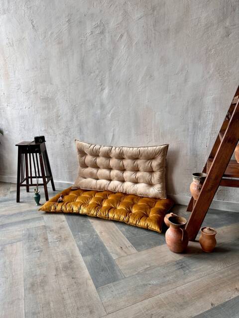 Velvet Floor Cushion, Sofa, Floor Pillow, Large Cushion, Custom Bench Seat Bench Pillow - image 1