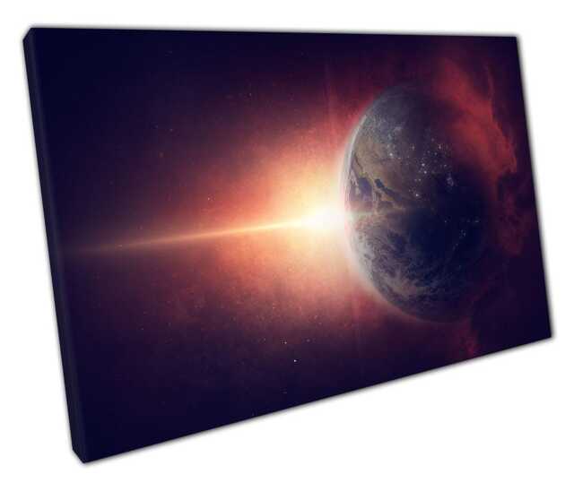 Celestial Canvas Sun, Earth & Stars Wall Art For Home Or Office Decor - Ready To Hang - image 1