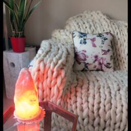 Merino Blanket Chunky Knit Giant 100% Wool Huge Stitch Cozy By Chakumche - thumbnail 2