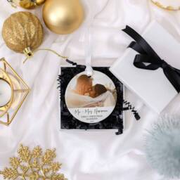 Personalised Married Photo Ornaments, Just Bauble, First Christmas As Mr & Mrs Decoration, Couple Wedding Gifts - thumbnail 3