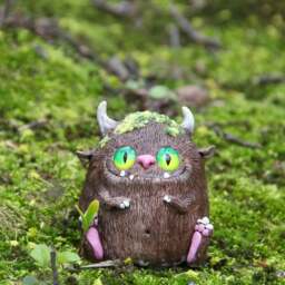 Ooak Forest Monster Figurine, Fantasy Beast Sculpture, Curiosity Cabinet - thumbnail 2