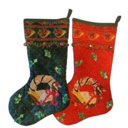 Handmade Quilted Christmas Stockings Vintage Holiday Decor - thumbnail 2