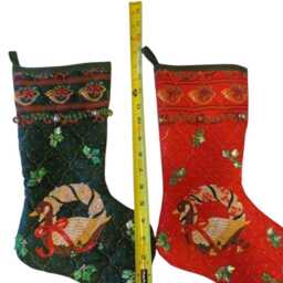 Handmade Quilted Christmas Stockings Vintage Holiday Decor - thumbnail 3