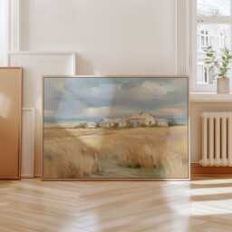 Prairie Farm Poster, Golden Field Print, Country Wall Art, Paper - thumbnail 4