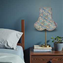William Morris Teal Peacock & Dragon Curtains Fabric Scalloped Lampshade Duck Egg Blue Braid, Bespoke British Handmade - thumbnail 2