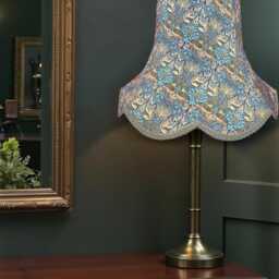 William Morris Teal Peacock & Dragon Curtains Fabric Scalloped Lampshade Duck Egg Blue Braid, Bespoke British Handmade - thumbnail 3