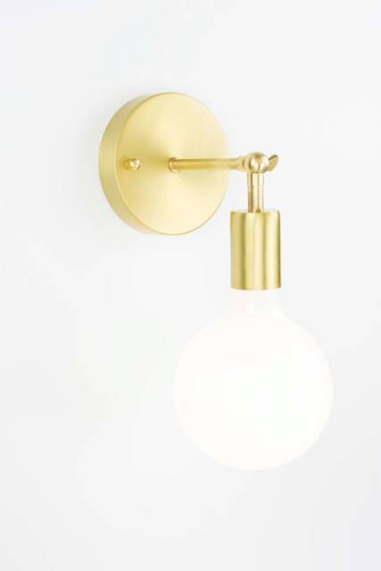 Brass Modern Led White Globe Custom Wall Sconce Knob Hinge Fixture - Vanity Light Gold Finish - image 1