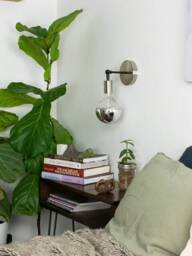 Brass Modern Led White Globe Custom Wall Sconce Knob Hinge Fixture - Vanity Light Gold Finish - thumbnail 3