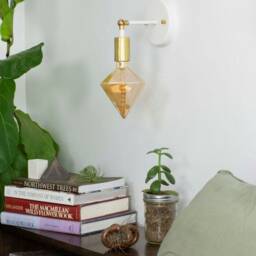 Brass Modern Led White Globe Custom Wall Sconce Knob Hinge Fixture - Vanity Light Gold Finish - thumbnail 2
