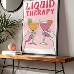 Liquid Therapy Print, Kitchen Bar Poster, Gift For Cocktail Girls Lover Wall Art, Mixology For Her, Maximalist Trendy Poster - thumbnail 3