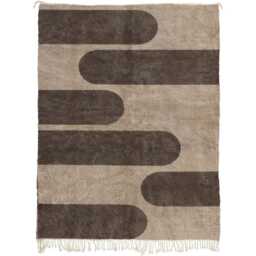 Modern Beni Ourain Rug - Handmade Wool Moroccan Carpet in Beige & Brown, Abstract Wave Design - thumbnail 2