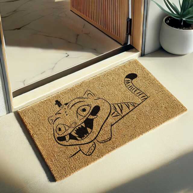 Demon Derpy Cat Front Doormat - Dark Aesthetic Hunter Inspired Gift Mat Cute K-Pop Fan Entrance For Lovers - image 1