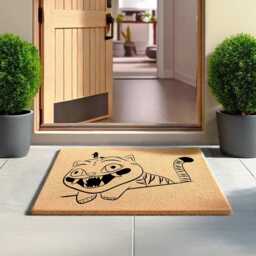 Demon Derpy Cat Front Doormat - Dark Aesthetic Hunter Inspired Gift Mat Cute K-Pop Fan Entrance For Lovers - thumbnail 3