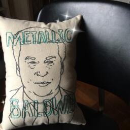 "Hand Embroidered ""Metallic Baldwin"