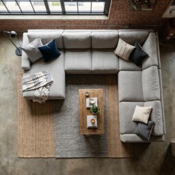 L Shaped Sectional Gray Boucle, Oversized Corner Sofa Chaise Lounge, Handmade Industrial Loft Modern Living Room Furniture - thumbnail 3