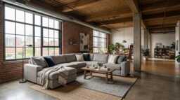 L Shaped Sectional Gray Boucle, Oversized Corner Sofa Chaise Lounge, Handmade Industrial Loft Modern Living Room Furniture - thumbnail 1