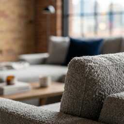 L Shaped Sectional Gray Boucle, Oversized Corner Sofa Chaise Lounge, Handmade Industrial Loft Modern Living Room Furniture - thumbnail 4