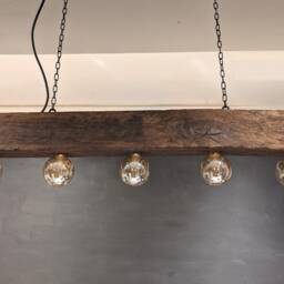 Rustic Oak Beam Chandelier Farmhouse Industrial Hanging Light - thumbnail 2