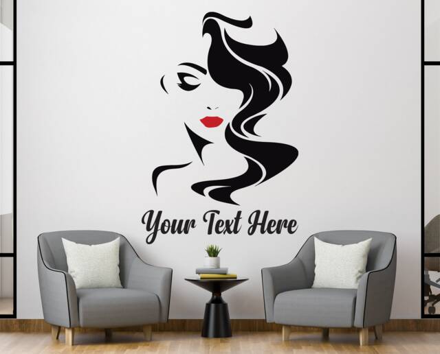 Beauty Salon Wall Decal Woman Face, Lashes Decor Z56 - image 1