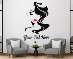 Beauty Salon Wall Decal Woman Face, Lashes Decor Z56 - thumbnail 1