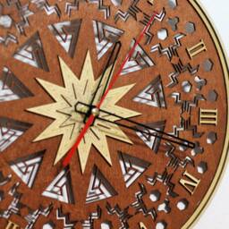 Wooden, Multilayered Laser Cut Wall Clock With Numbers Coming in Personalised Box - thumbnail 3