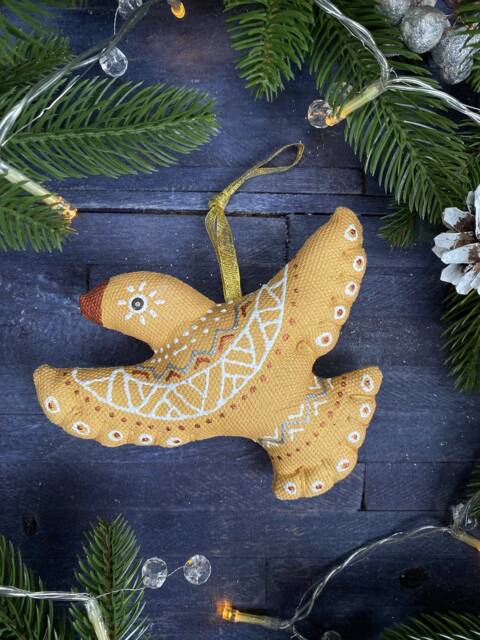 Golden Firebird Christmas Decoration Tree Gift Handmade Gift Ukrainian Handmade, Christmas Handmade - image 1