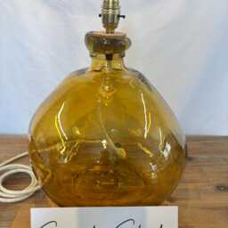 Handmade Yellow Gold Recycled Glass Table Lamp With Linen Flex - thumbnail 4