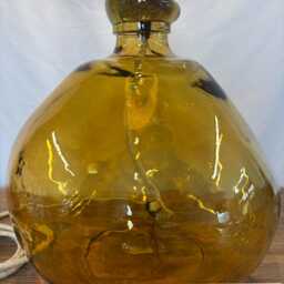 Handmade Yellow Gold Recycled Glass Table Lamp With Linen Flex - thumbnail 3