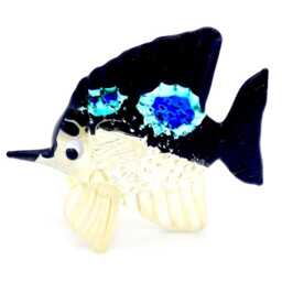 Hand Blown Glass Miniature Exotic Fish Little Sea Animal Blue Black White Figurine Statue Decoration Collectible Small Craft Painted Figure - thumbnail 2